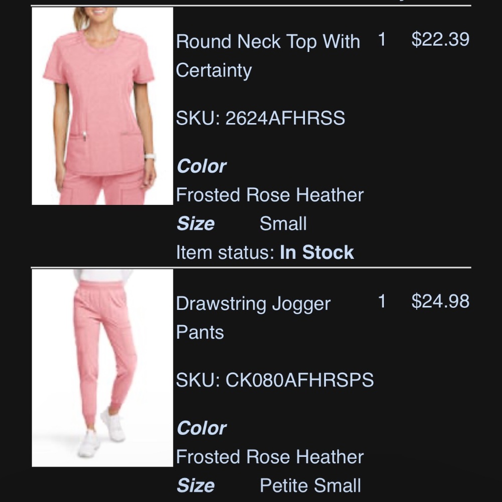 Cherokee frosted rose heather petite jogger small scrubs